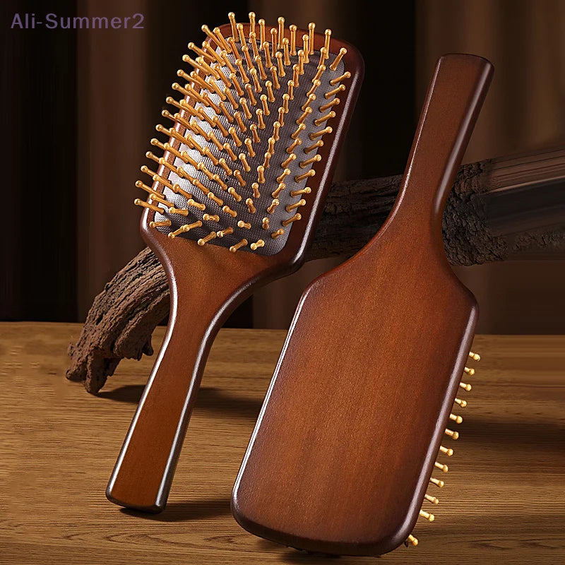 1Pcs Natural Sandalwood Massage Brush Soft Cushion Round Smooth Hair Comb Teeth For Scalp Health