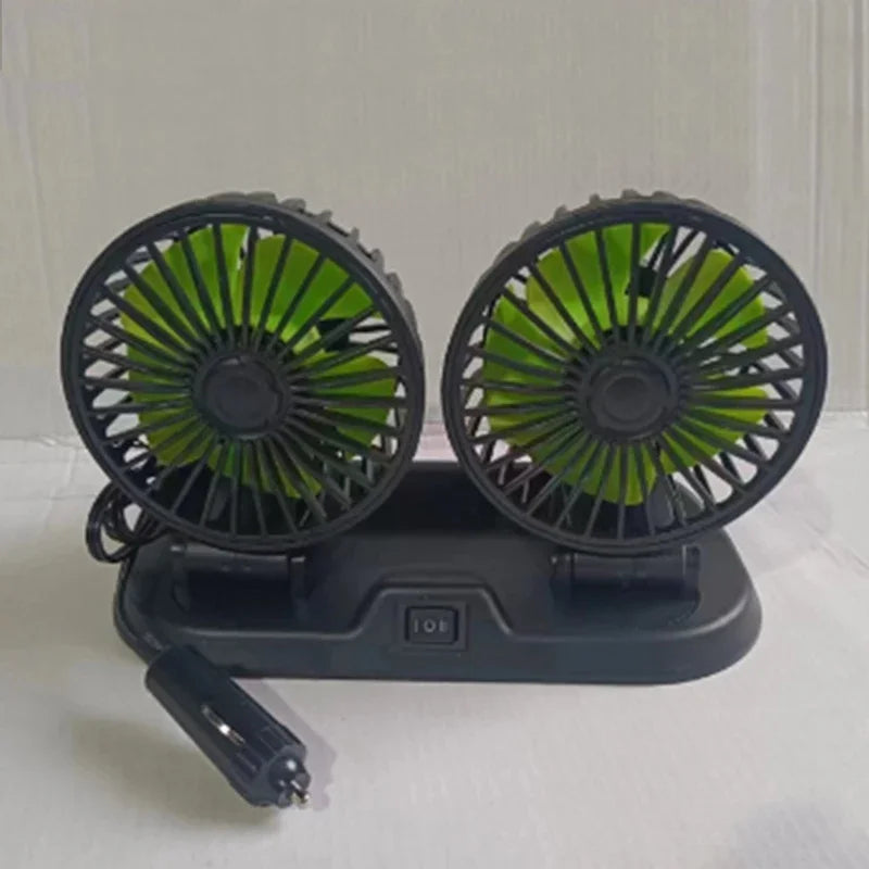 Multi-Voltage Car Fan | Dual Head USB Cooler | 2-Speed Adjustable | Auto Air Ventilation | 5V/12V/24V Compatible