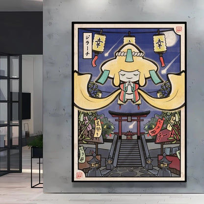 1pc frameless Canvas Paintings Retro Canvas Poster Prints Pokemon Gengar Blastoise Cartoon Character Picture Wall Art Home  Chil