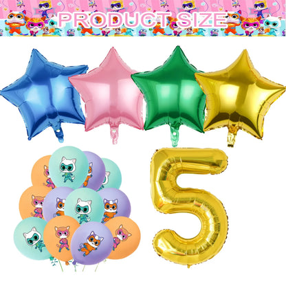 Superkittie Birthday Party Decoration Tableware Tablecloth Plate Cup Napkin Balloon Cake Decor superkitties Party Favors Supply