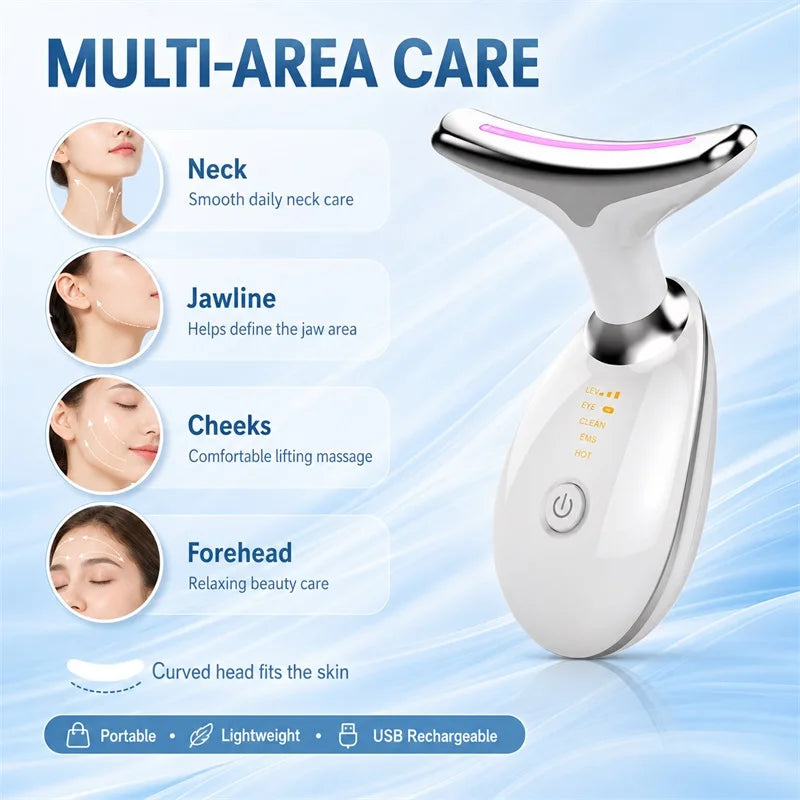 Neck Face Lifting Device Face Neck Massager Skin Tighten Device Led Photon Therapy Anti Wrinkle Double Chin Remove
