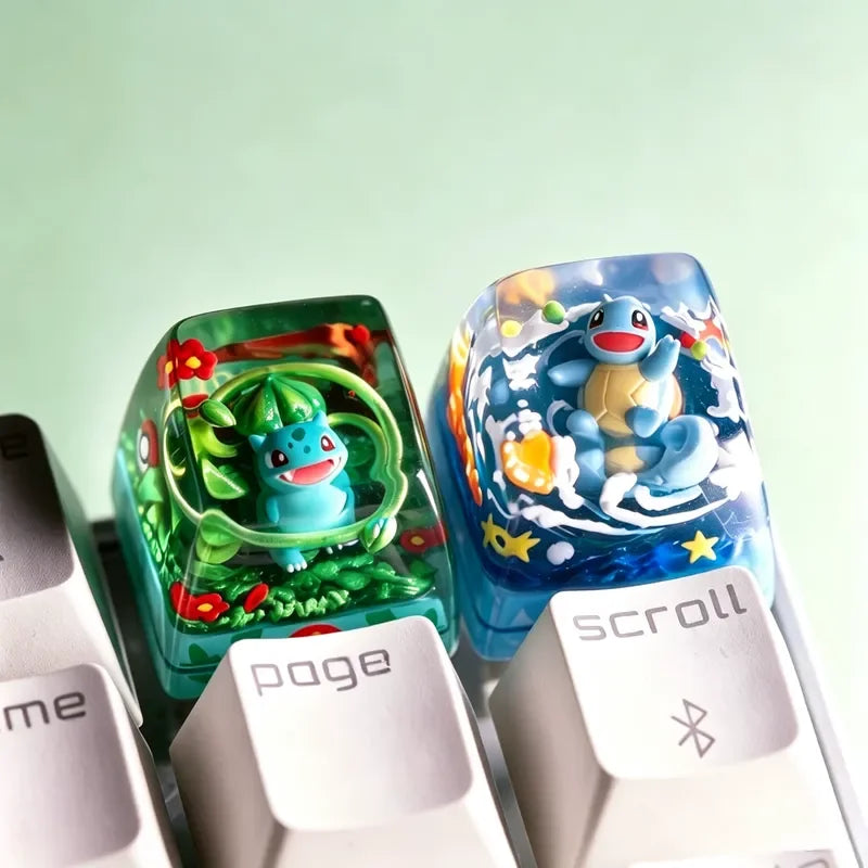 Anime Charmander Bulbasaur Resin Casting Process Mechanical Keyboard Decoration Resin Material Keycap Esc Collectble Fun Gifts