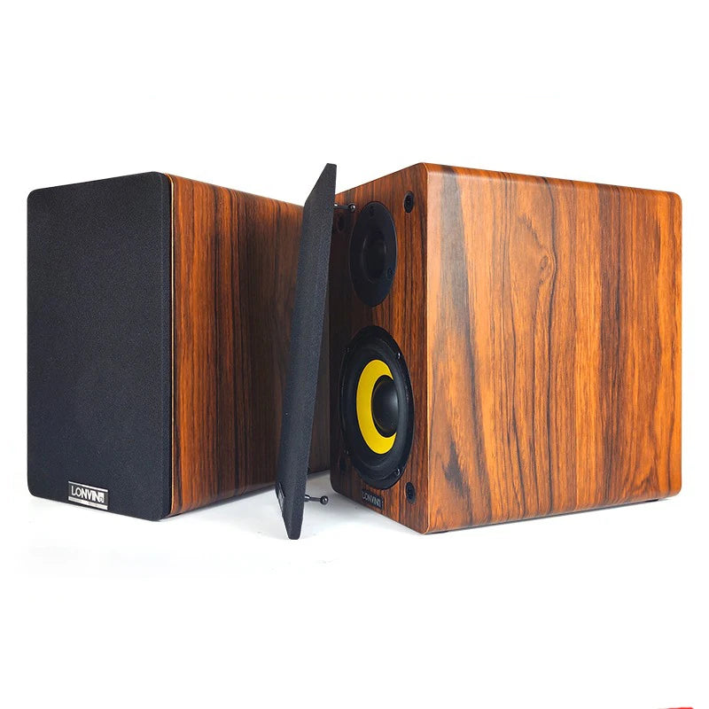 4-inch HIFI Passive Speaker with 60W*2 Output Power 3-inch Silk Dome Tweeter 2-way Stereo Home Stereo Wooden Bookshelf Speaker