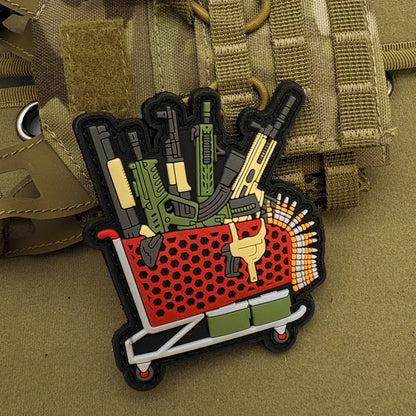 Tactical Machine Gun Ammunition Morale Badge Military Patch 3D PVC Hook and Loop Patches Armband Clothes Backpack Sticker