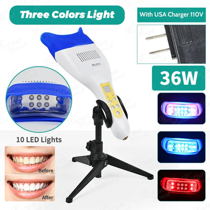 10 LED Dental Hand Held Type Portabl Teeth Whitening Accelerator 36W Mini Dental Teeth Whitening Light Lamp Bleaching Unit