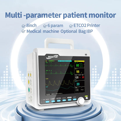CONTEC Portable Patient Monitor Human/Veterinary  8" Vital Sign Monitor ECG NIBP RESP SPO2 PR TEMP (Printer&Etco2 Option)