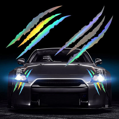 Monster Claw Car Hood Sticker Creative DIY Reflective Stickers Devil Paw Scratches Stripe Decal Stickers Cross Car Decoration
