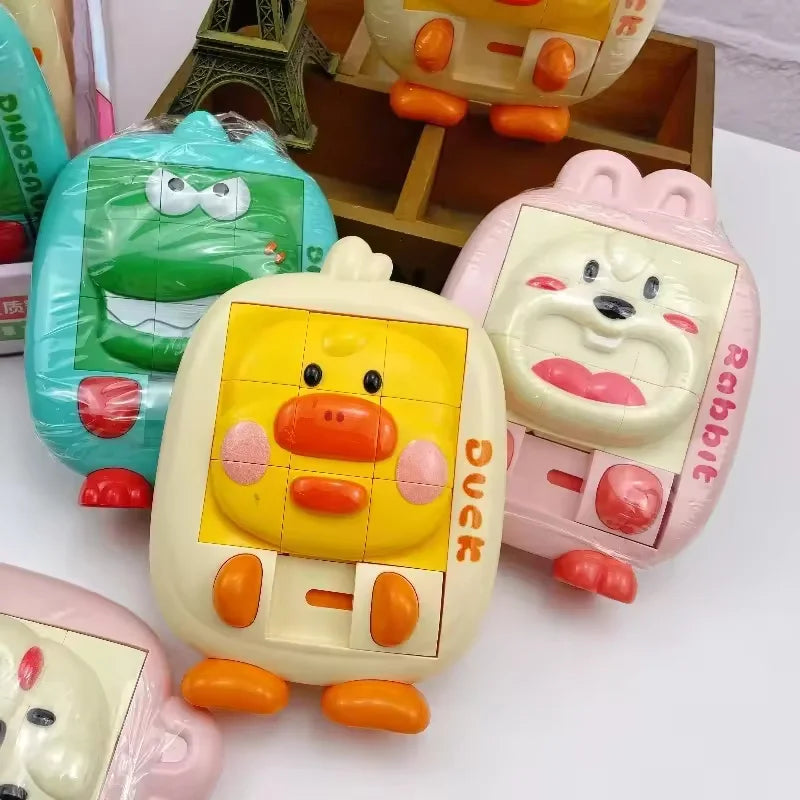 3D Cartoon Animal Huarong Road Slide Puzzle Games Children Board Game Thinking Training Nine Grids Kids Educational Puzzles Toy