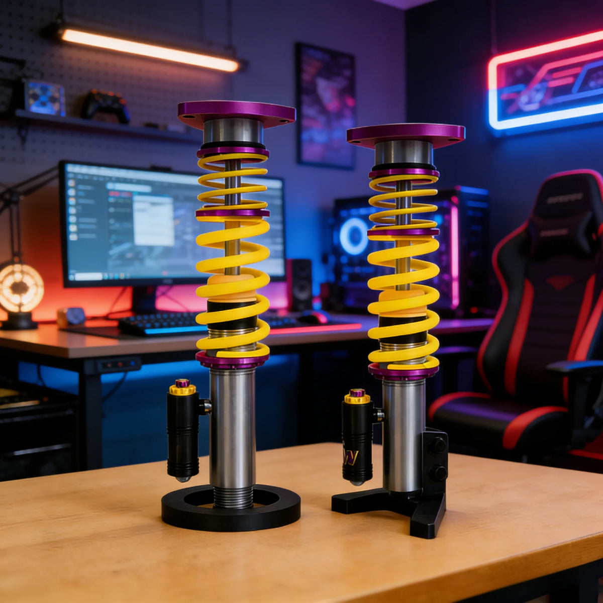 Modified Coilovers Spring Shock Lamp, Industrial KW Suspension Light, Gaming Room Cool Atmosphere Lamp, Boy Gift