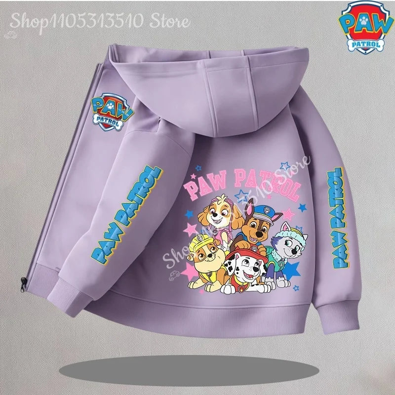 Paw Patrol Kids Thin Hooded Coats Anime Chase Zipper Sweatshirts Outwear Fashion Spring Fall Hoodies Sportwear Children Clothes