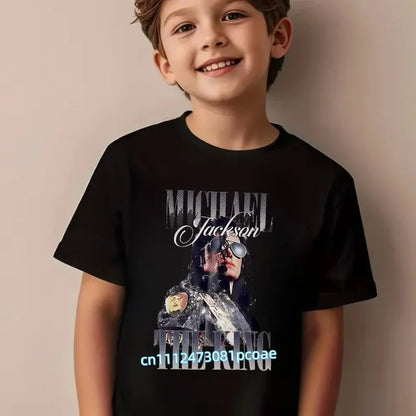 King of Pop Michael Jackson Children T-Shirt Cartoon Cotton Tops Kid Boy Girl MJ Tee Shirts Casual Clothes Birthday Gift 2026