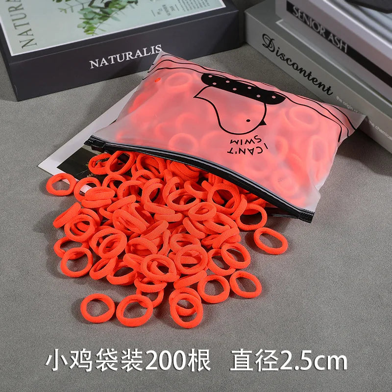 200Pcs Children's Hair Band Headgear Baby Rubber Band Women's Tie Head Girls' Headband High Elasticity Rope Hair Accessories