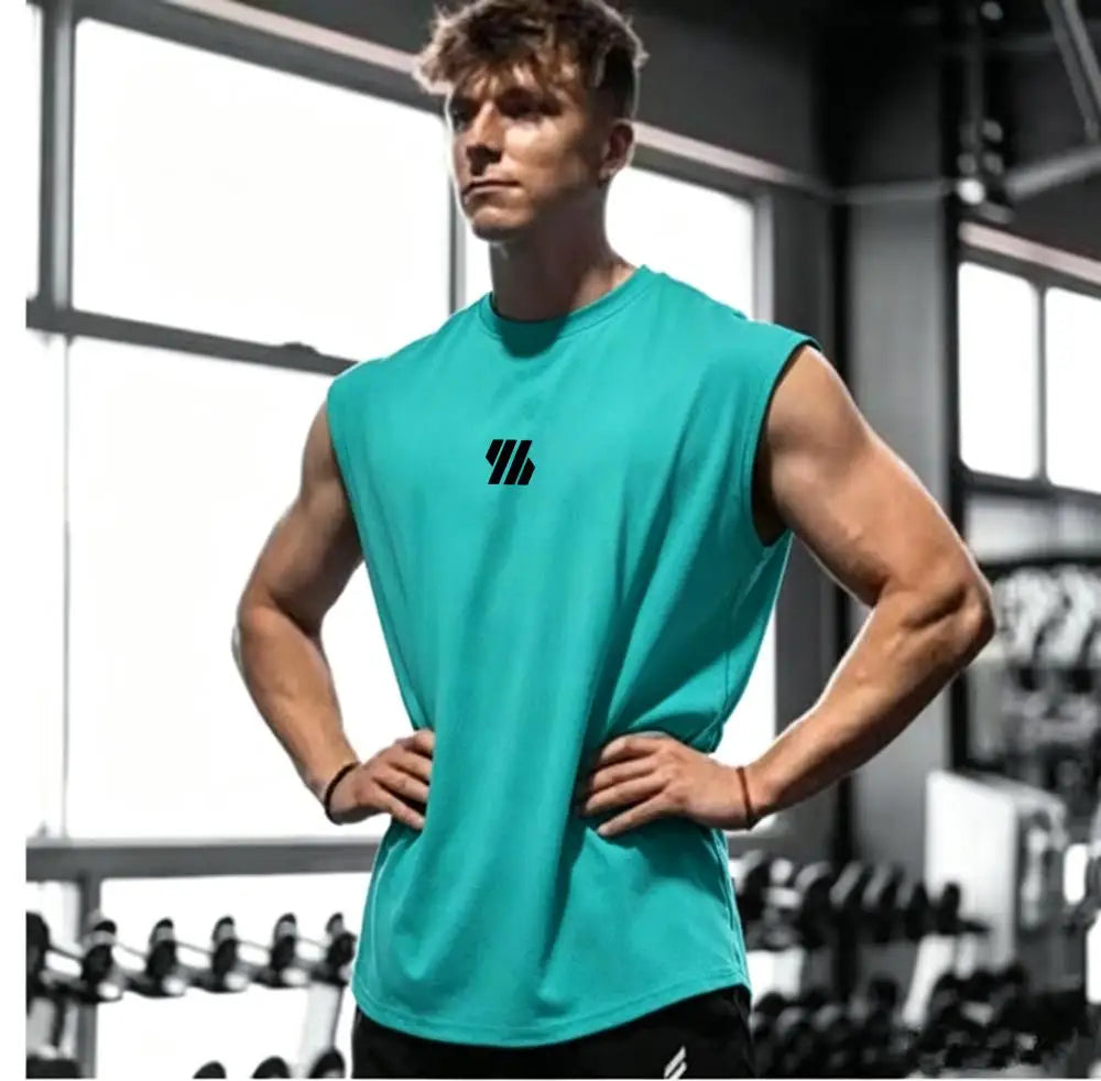 Summer men's casual wide-shoulder sleeveless vest, large-sized round-neck bird-eye fabric vest, outdoor breathable casual vest