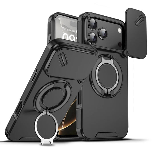For iPhone 17 Pro Max Case iPhone 17 Pro Cover iPhone17 Magnetic Ring Armor Slide Camera Lens Case Magsafe Wireless Charge Cover