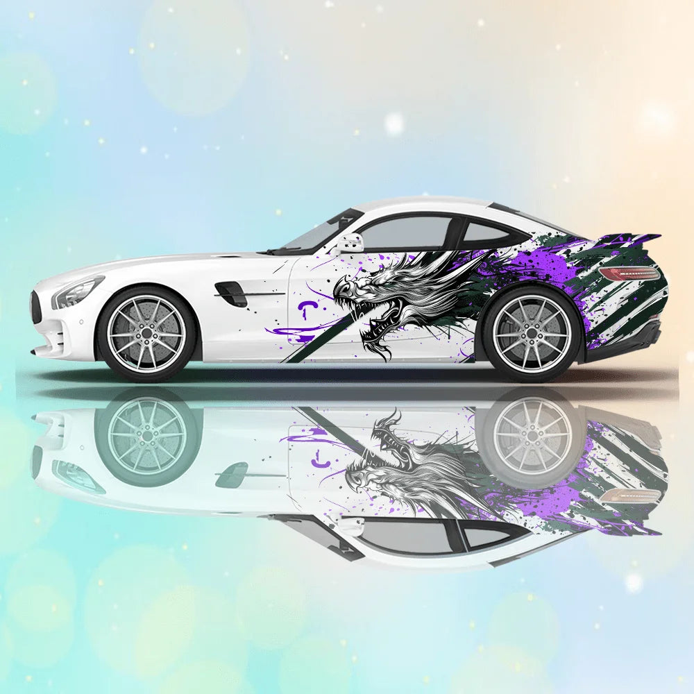 Line Japanese Dragon Splash Car Vinyl Wraps Decal PVC Anti Scratch Sticker Suitable for Trucks SUV Decor Auto Accessories Gift
