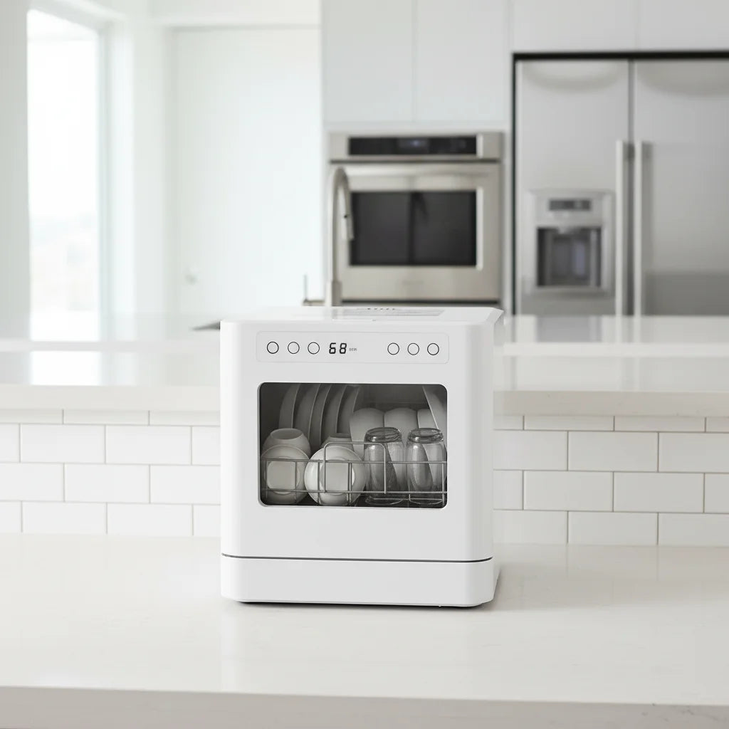 Automatic Energy-Efficient Household Dishwasher with Plastic Countertop Drawer Stylish Design
