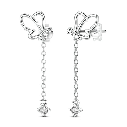 Original 925 Sterling Silver Earrings Sparkling Shining Dreamy Butterfly Hoop Earring for Women Girl Party Birthday Jewelry Gift