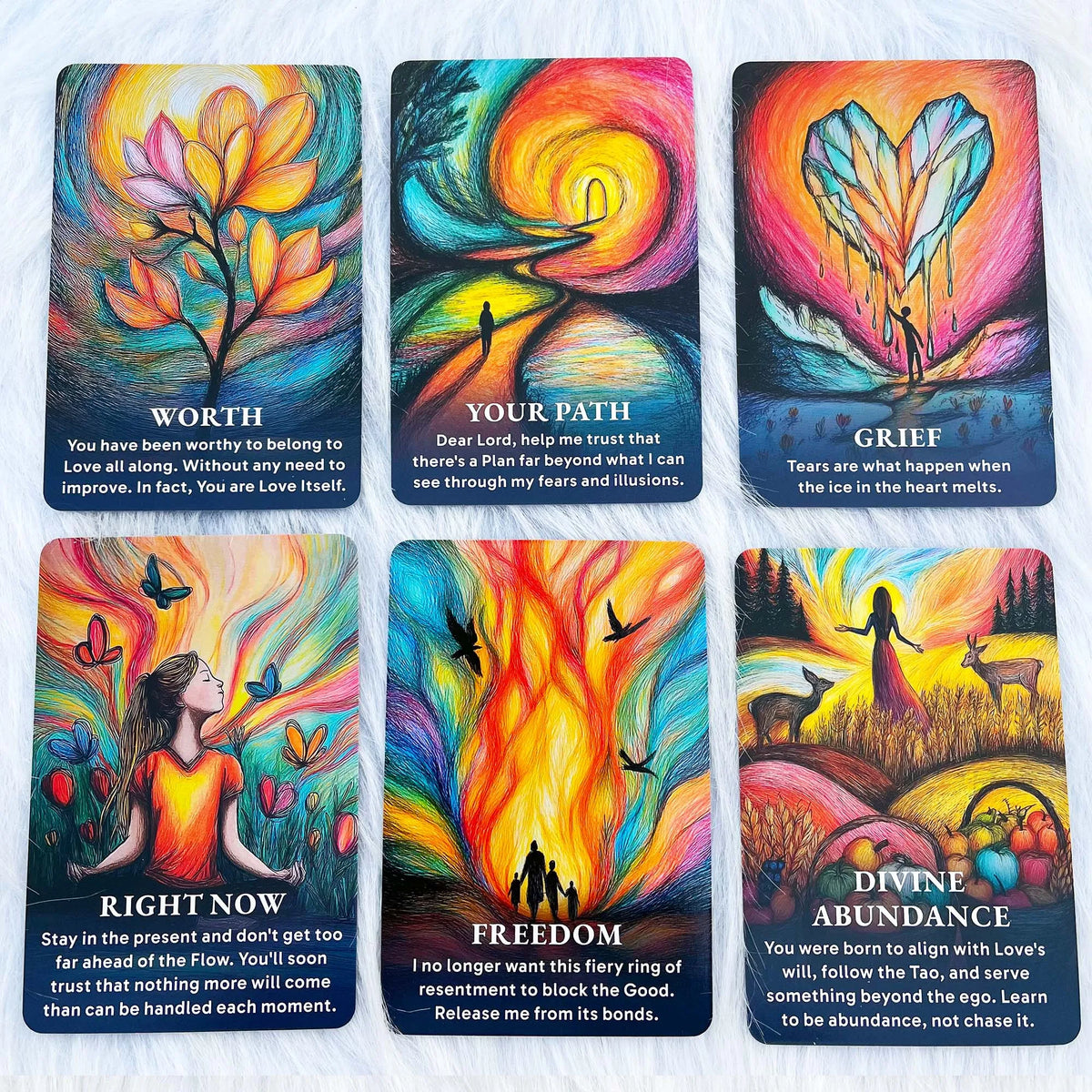 The Divine Flow Oracle Card Deck, 50 Cards for Daily Reflection, Meditation and Clarity, Card Collection, 12x8cm, 14+