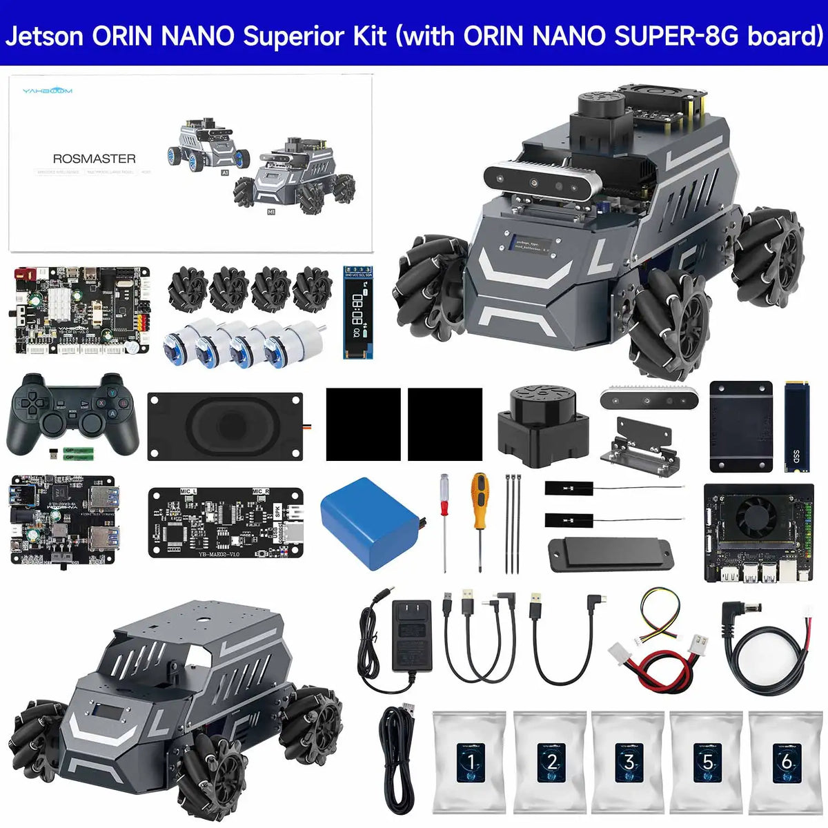 ROSMASTER M1 AI Large Model Embodied Intelligence Educational Robot Support 3D Depth Vision Jetson/Raspberry Pi/RDK X5 Control