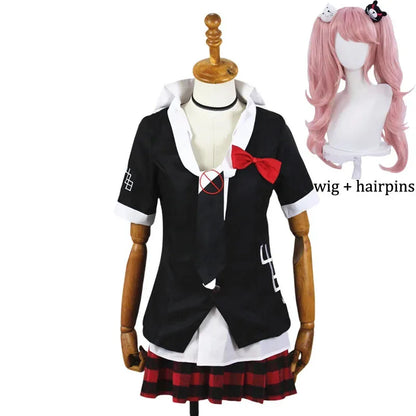 Junko Enoshima Cosplay Danganronpa Costume Anime Dangan Ronpa Cosplay School Uniforms Monokuma Hairpins Women Girl Outfit Suit