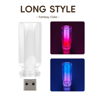 RGB Dynamic LED Touch Ambient Light Candle Type Night Light Clear Glass Flickering Flame Light USB Car Interior Accessories