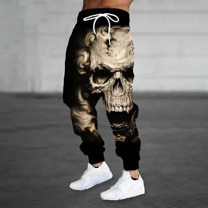 Winter New Thick Warm Pants Fashion 3D Geometric Pattern Printed Sweatpants Men Loose Casual Pocket Drawstring Sweatpants