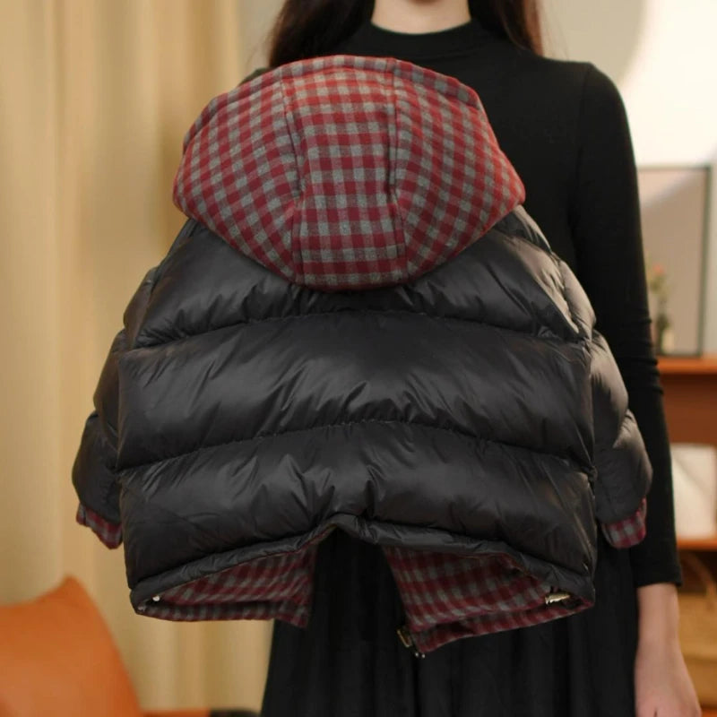 2026 Winter Hot selling Checkered Inner Hoodie Thickened Warm Solid Color Loose Cotton Clothing for Children