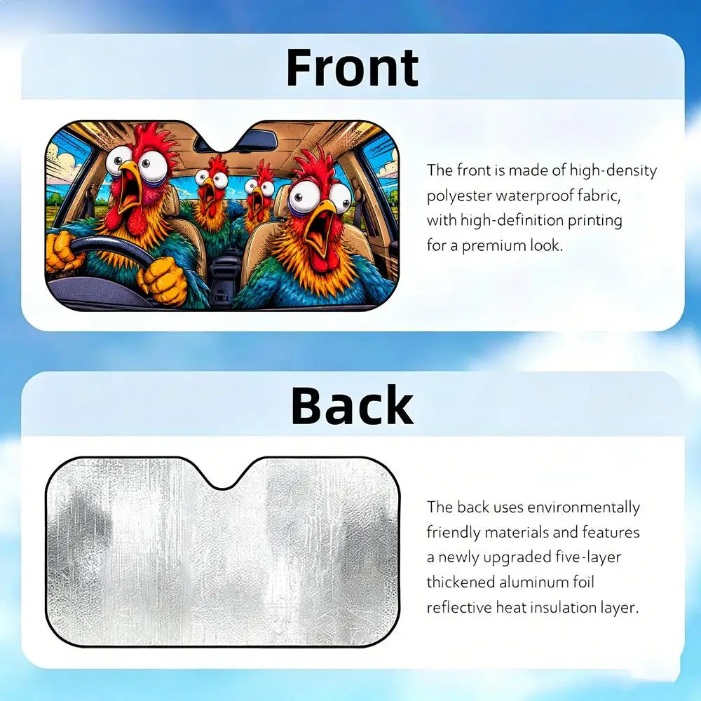 animal chicken Sun Visor Car Windshield Sun Visor - Foldable Universal Fit UV Block Heat Insulation Sunshade