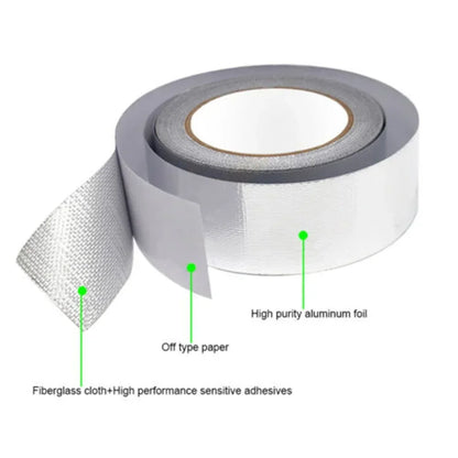 Motorcycle Exhaust Pipe Heat Insulation Tape Wrap Manifold Downpipe High Temperature Bandage Universal Silver Tape 20M*5cm