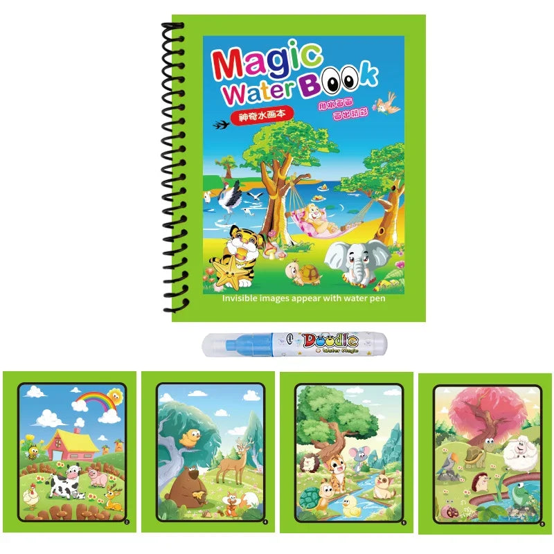 Repeated Children Drawing Coloring Books Sensory Early Education Puzzle Drawing Toys Ocean Dinosaur Animal Water Drawing Picture