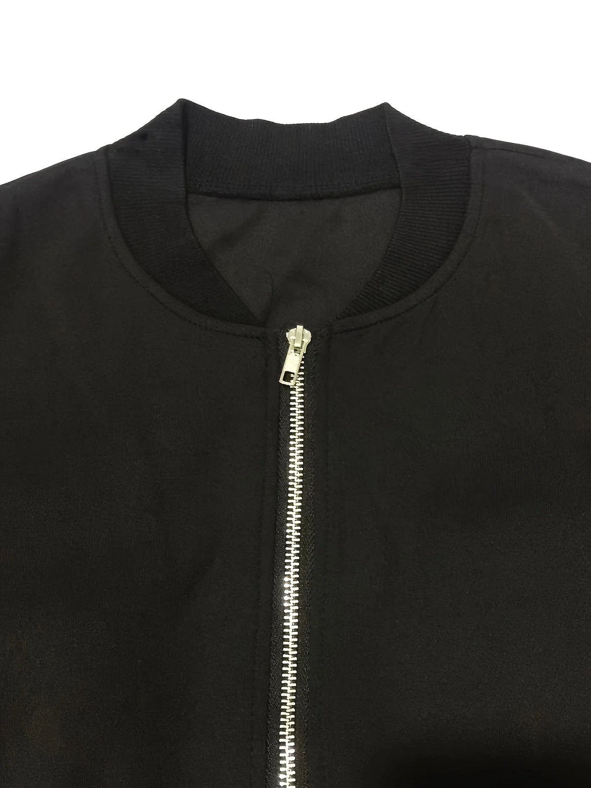 Solid Color Zip Up Jacket, Elegant Long Sleeve Baseball Collar Jacket For Spring & Fall, Women's Clothing