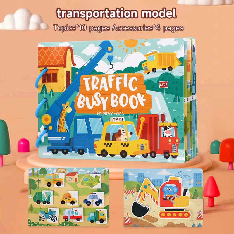 Montessori Baby Busy Book My First Quiet Book Paste Early Learning Education Toy for Toddlers Matching Game Toys for Kids Gifts