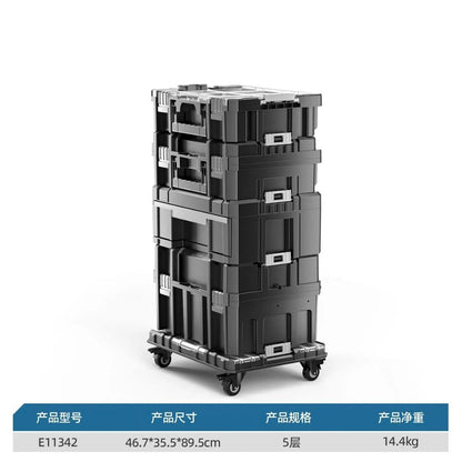 Stackable Modular Combo Toolbox Set -Portable Combo ToolBox with Wheels for Space-Saving Modular Assembly & Easy Mobility!