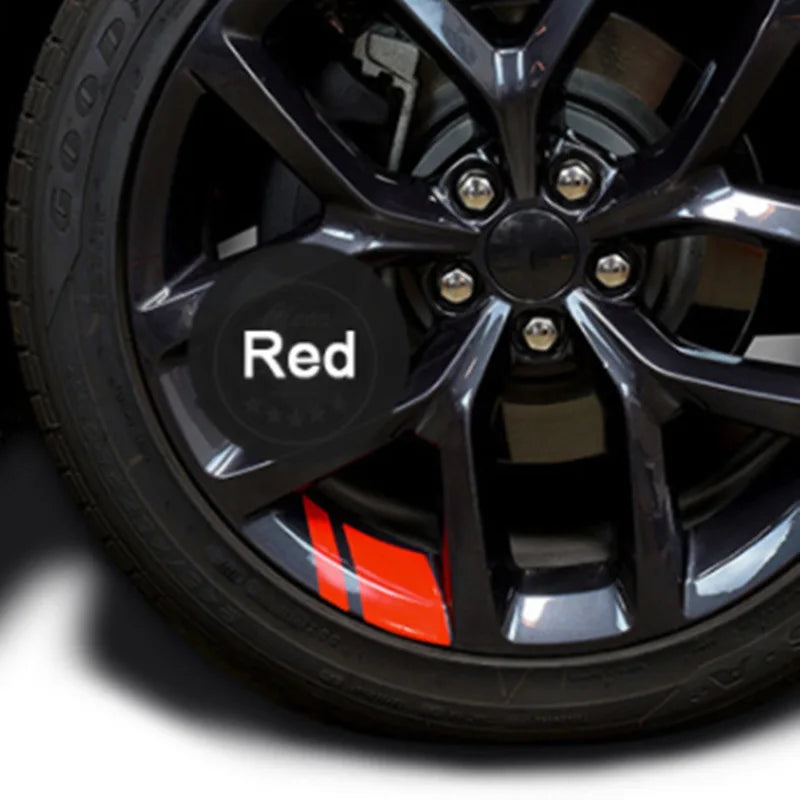 6PCS Reflective Car Wheel Decal Sticker Pressure Adhesive Auto Red Accessories Car Stickers Wheel Hub Decals