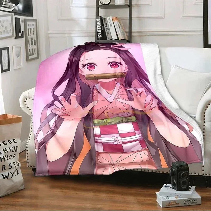 Demon Slayer Anime Flannel Blanket 2026 All Season Double-sided Printed Throw, Soft Warm Fashion Nap Blanket for Home