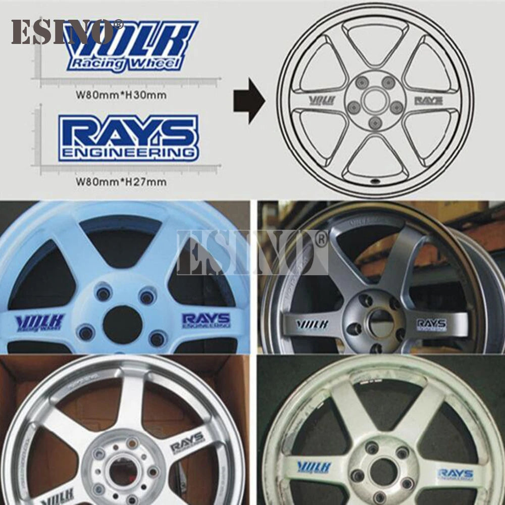 Car Styling Volk Racing Classical Wheel Rim Decorative Vinyl Creative Sticker Decal Set for RAYS Volk Racing TE37 TE37 SL TE37C