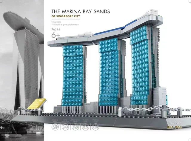 MOC World Famous Architecture Edifice Opera House Building Blocks Villa Savoye Bridge Tower Toy Children Birthday Christmas Gift