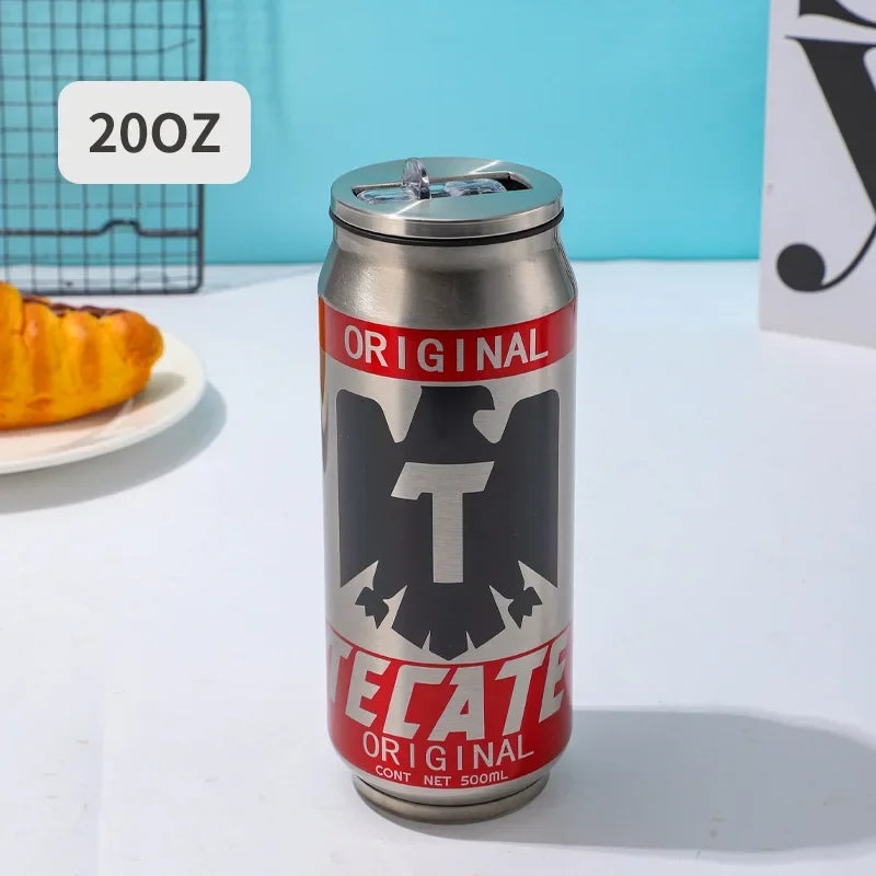 500ML 304 Stainless Steel Beer Cup Car Thermos Cola Can Cafe Beer Bottle Laser Printing Botella De Acero Inoxidable
