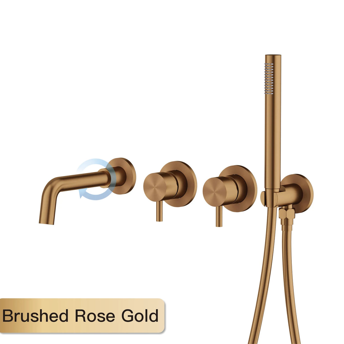 Simple Luxury Gun Gray Brass Bathroom Faucet with Wall Design and a Dual Handle Bathtub Mixer for Both Hot and Cold Water