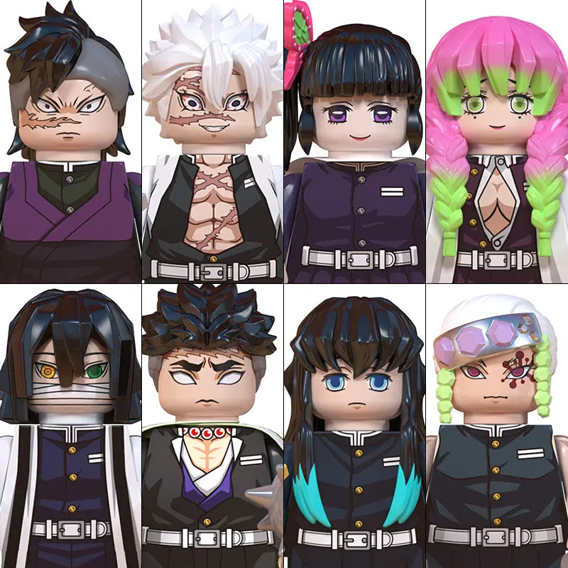 Demon Slayer Miniatures, Tan Errou, NeiZuko, Guiyou, Shinobu, collectible action figures, children's assembled toys, gifts.