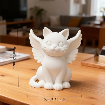 1 Piece Angel Cat Statue Ornament, Cat Statue with Wings, Pet Keepsake Animal Cat Statue Ornament, Elegant and Simple Decoration, Suitable for Home, Office or Living Room Decoration, Birthday, Halloween, Christmas, Thanksgivi