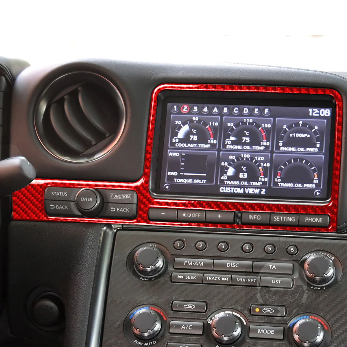 For Nissan GTR R35 2008-2016 Accessories Carbon Fiber Car Interior Navigation Display Surround Frame Cover Trim Sticker