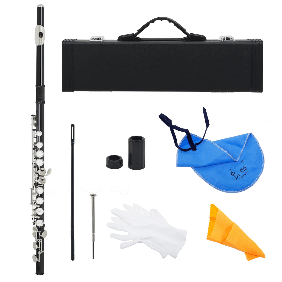 SLADE 16 Closed Open Holes C Key Flute Musical Instrument Concert Flute Silver Plated Professional Transverse Flute With E Key