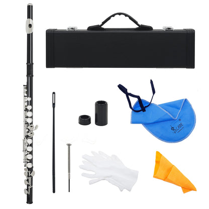SLADE 16 Closed Open Holes C Key Flute Musical Instrument Concert Flute Silver Plated Professional Transverse Flute With E Key