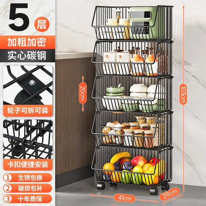 주방수납 Rolling Storage Cart Multipurpose Rustproof Modern Storage Cart Kitchen Multi-layer Trolley with Wheel Kitchen Furniture