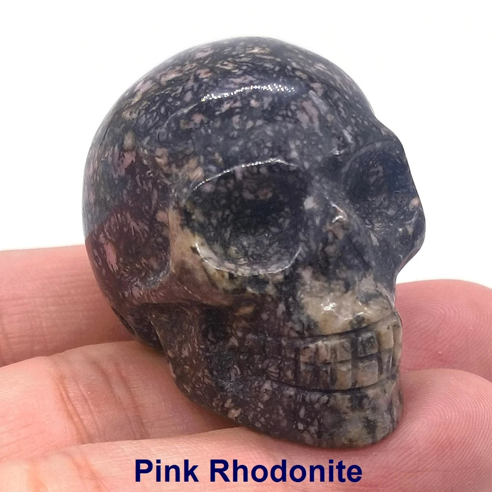 Wholesale 1.5" Natural Stones Crystal Skull Statue Amethyst Quartz Tiger Eye Carved Ore Mineral Crystals Figurine Home Decor