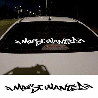 Graffiti Most Wanted Car Sticker Decal Front Rear Windshield Banner Bumper Auto Vehicle Vinyl Decor