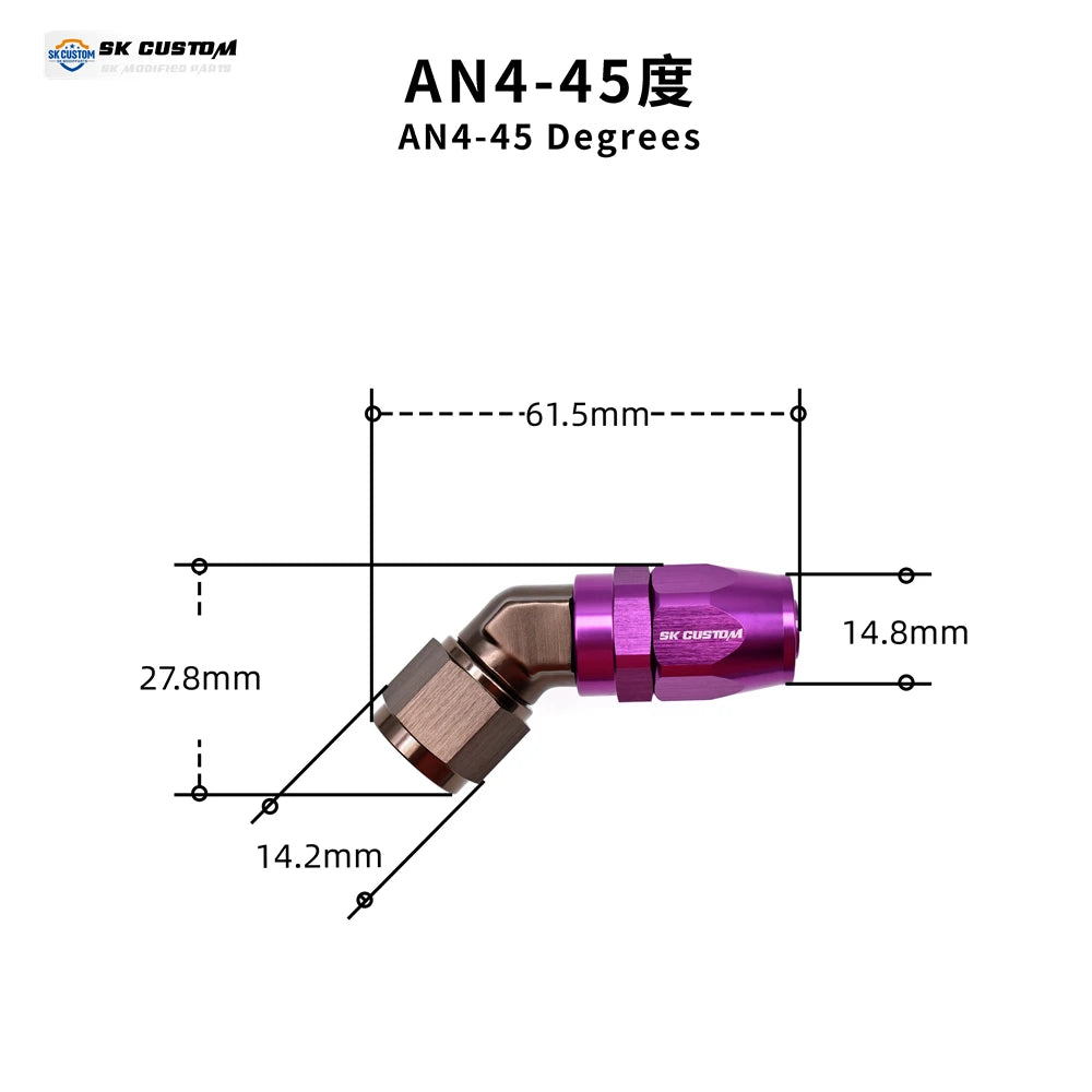 Universal Oil Pipe Female Forged Hose End Fitting Wire Braided Oil Tube Adapter Oil Radiator Fitting Aluminum Alloy AN6 AN8 AN10