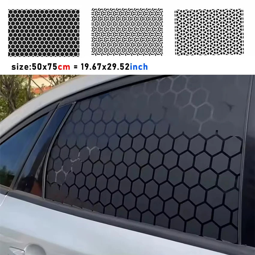 Car Side Window Honeycomb Matte Black Sticker For Triangular Window Decoration Vinyl Sticker Universal All Vehicle Accessories