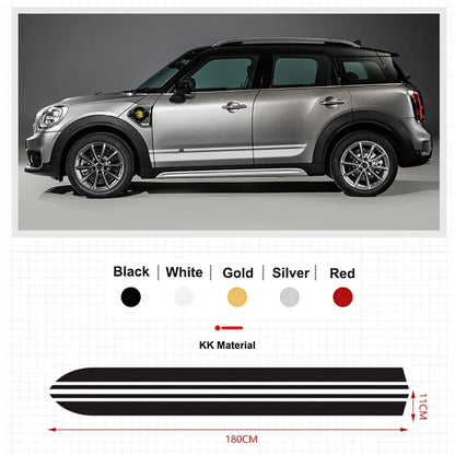 2Pcs Car Side Door Body Waist Skirt Decal Stickers Trim For MINI Cooper ClubmanF54 F55 F60 R55 R56 R60  Countryman Accessories